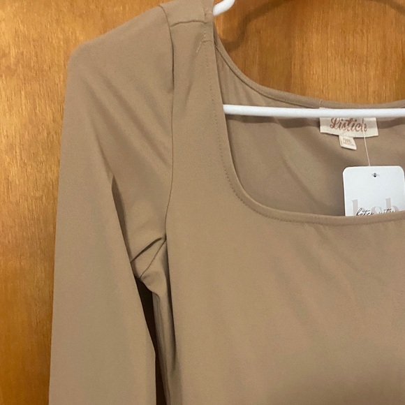Tan Long Sleeve Bubble Dress - Picture 7 of 14